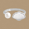 Offic Natural Pearl Shell 925 Sterling Silver Adjustable Ring