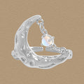 Holiday Irregular Crescent Moon CZ 925 Sterling Silver Adjustable Ring