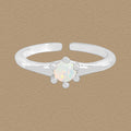 Minimalism Round Natural Opal 925 Sterling Silver Adjustable Ring
