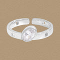 Casual Geometry Oval CZ 925 Sterling Silver Adjustable Ring