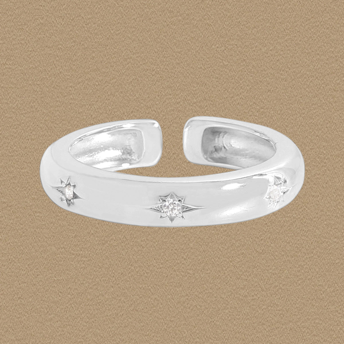 Women Simple Shining CZ Starlight 925 Sterling Silver Adjustable Ring