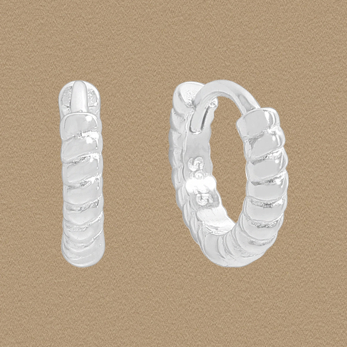Minimalism Mini Twisted Circles 925 Sterling Silver Hoop Earrings