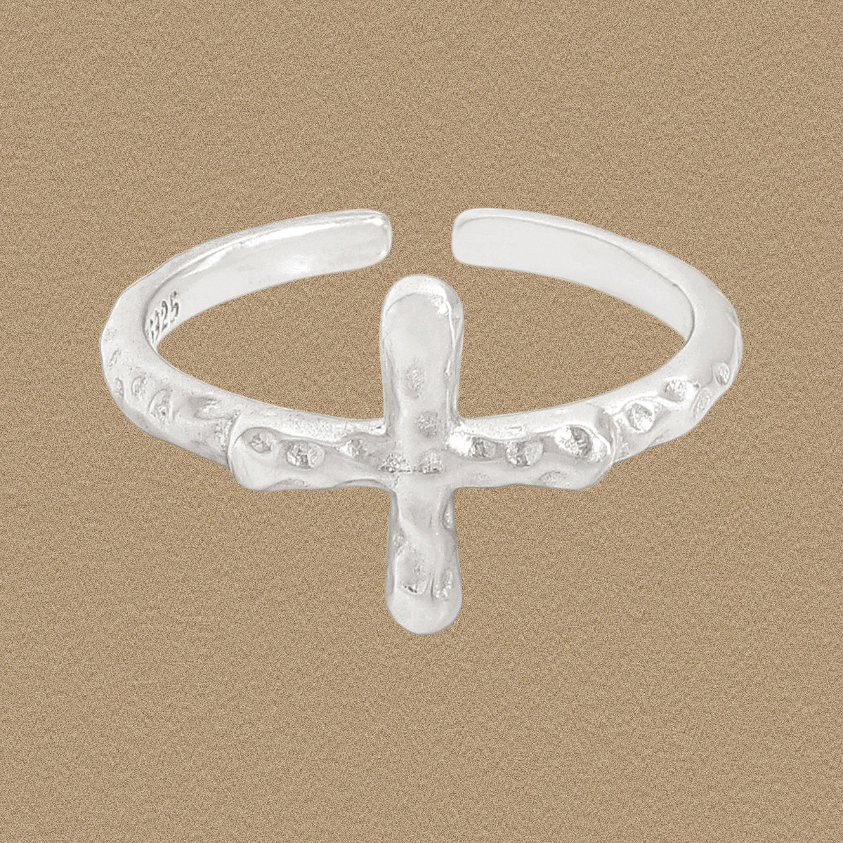 Simple Irregular Cross Fashion 925 Sterling Silver Adjustable Ring