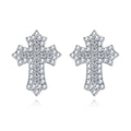 Cross Shaped Cubic Zirconia 925 Sterling Silver Earrings
