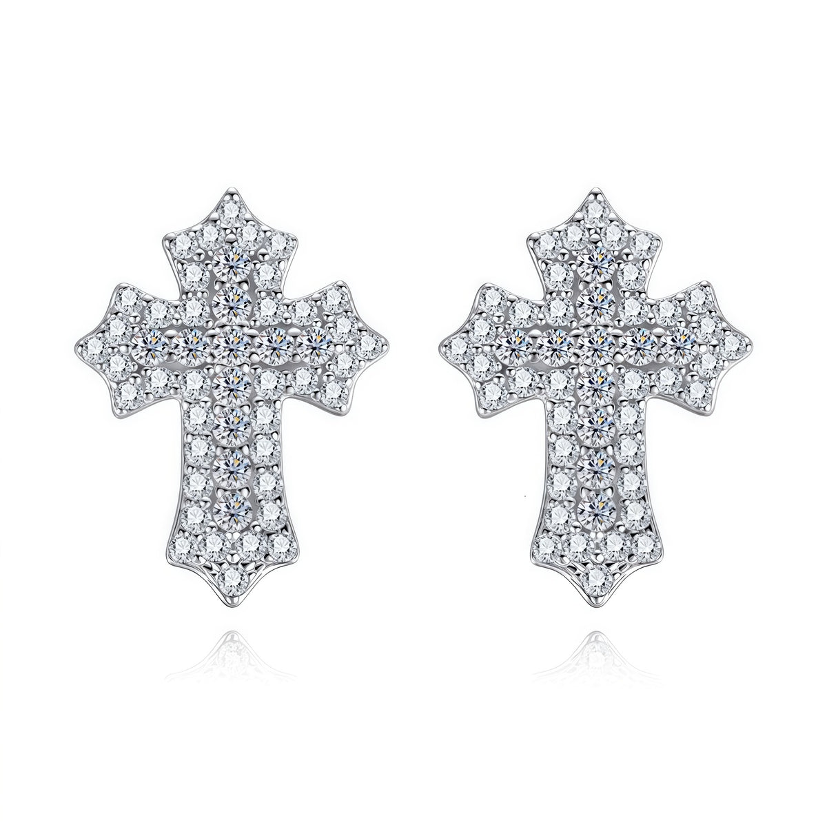 Cross Shaped Cubic Zirconia 925 Sterling Silver Earrings