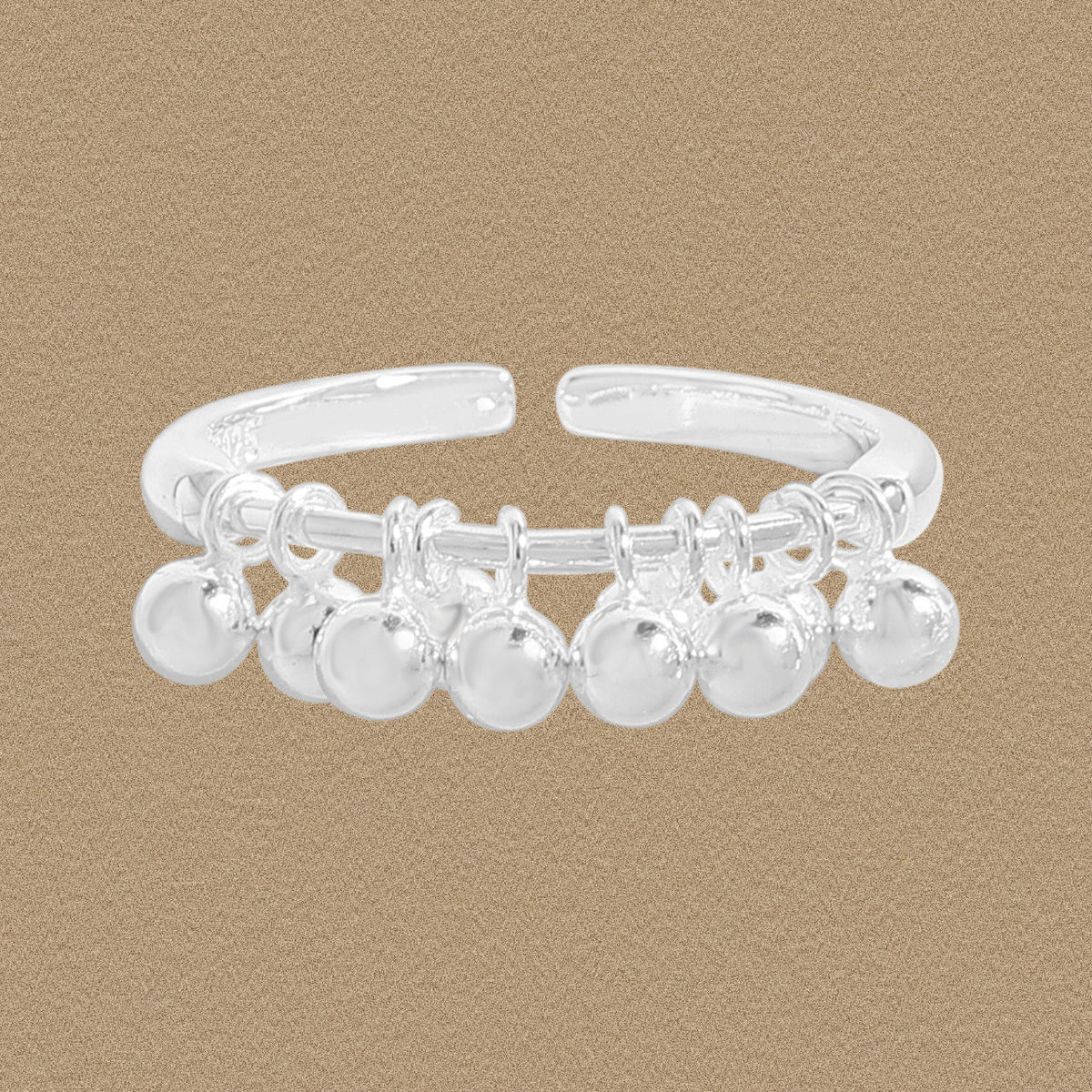 Graduation Mini Grape Beads 925 Sterling Silver Adjustable Ring