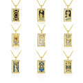 Women Fashion CZ Tarot Card Geometry 925 Sterling Silver Necklace