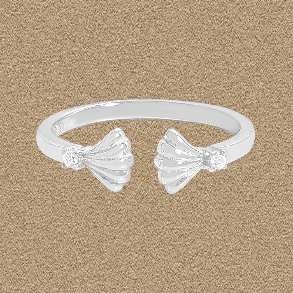 Party Simple Double Shell 925 Sterling Silver Adjustable Ring