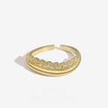 Geometric Design 925 Sterling Silver Cubic Zirconia Elegant Adjustable Open Ring