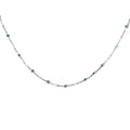 Elegant Geometric Minimalist Beaded Multi-Layer  Green Accents in 925 Sterling Silver Necklace