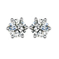Minimalist-Style Six Pronged Moissanite, 925 Sterling Silver Earrings