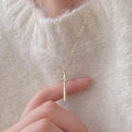 Fashion CZ Cross Sword 925 Sterling Silver Necklace