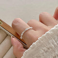 Simple Irregular CZ Camboo Joint 925 Sterling Silver Adjustable Ring