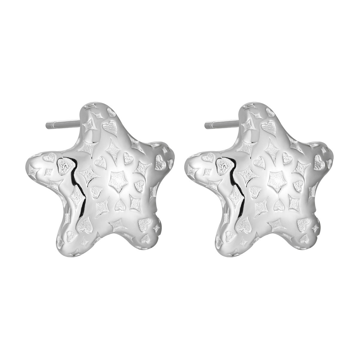 Women Starfish Pattern Sweet Cool Style S925 Sterling Silver Stud Earrings