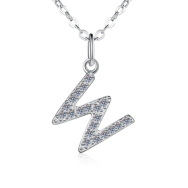 Letter Series Morganite Pendant 925 Sterling Silver Cross Chain Necklace
