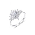 Round Center Stone Sunflower Moissanite 925 Sterling Silver Ring