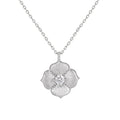 Collar minimalista de clavícula con cadena de plata de ley 925 y flor de cinco pétalos cepillada con circonia cúbica