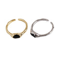 Adjustable Geometric Black Gemstone 925 Sterling Silver Ring