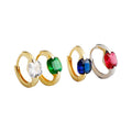 Rectangular Geometric Cubic Zirconia 925 Silver Hoop Earrings