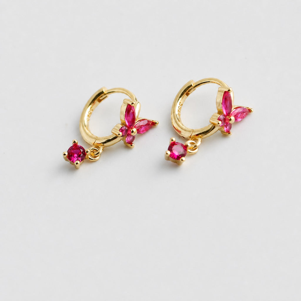 Butterfly Teardrop-Shaped Cubic Zirconia 925 Sterling Silver Earrings