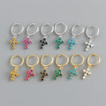 Cross shaped Geometric Cubic Zirconia 925 Sterling Silver Earrings