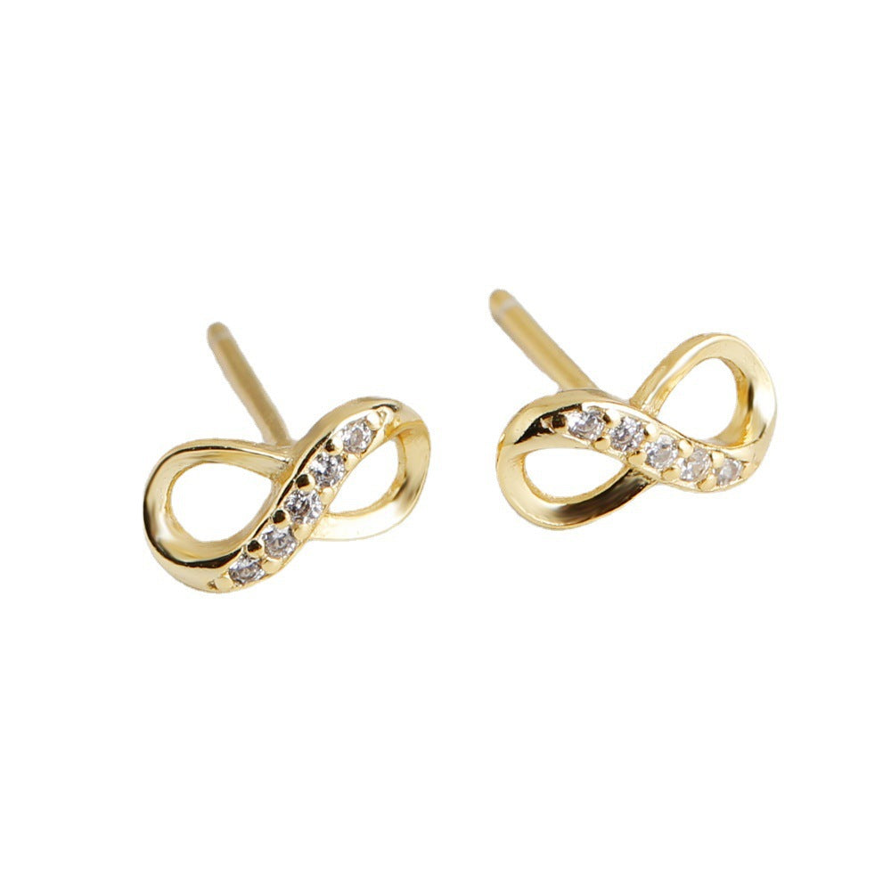 Infinity Symbol Cubic Zirconia Earrings 925 Sterling Silver Stud Earrings