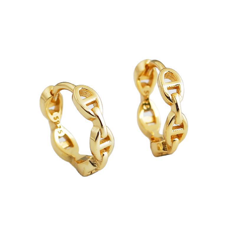 Geometric Chain Link 925 Sterling Silver Earrings