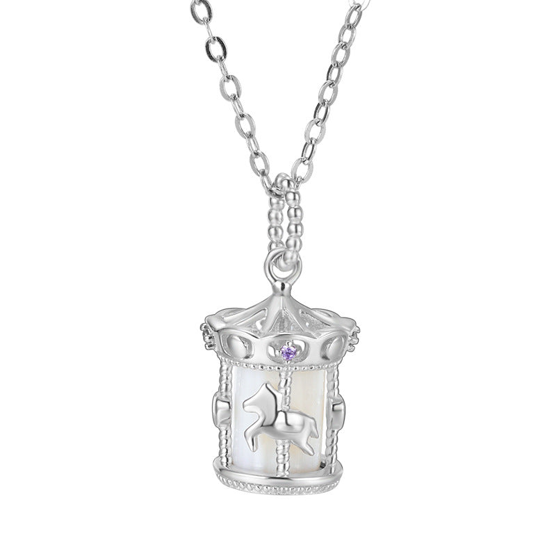 Elegant Carousel Animal Pendant  925 Sterling Silver Chain Necklace