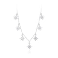 Elegant Women Adjustable Chain Star Design Cubic Zirconia 925 Sterling Silver Necklace