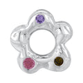 Wrinkled Color-Contrast Flower Pendant S925 Sterling Silver Trendy Fashion Artisan Charm
