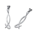 Geometric shape mermaid tail pendant 925 sterling silver drop-style dangle long Earrings