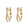 Twisted Geometric Design S925 Sterling Silver Micro Pave Cubic Zirconia Hoop Earrings