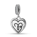 Heart Shaped 12 Zodiac Signs Zircon 925 Sterling Silver Bracelet Pendant
