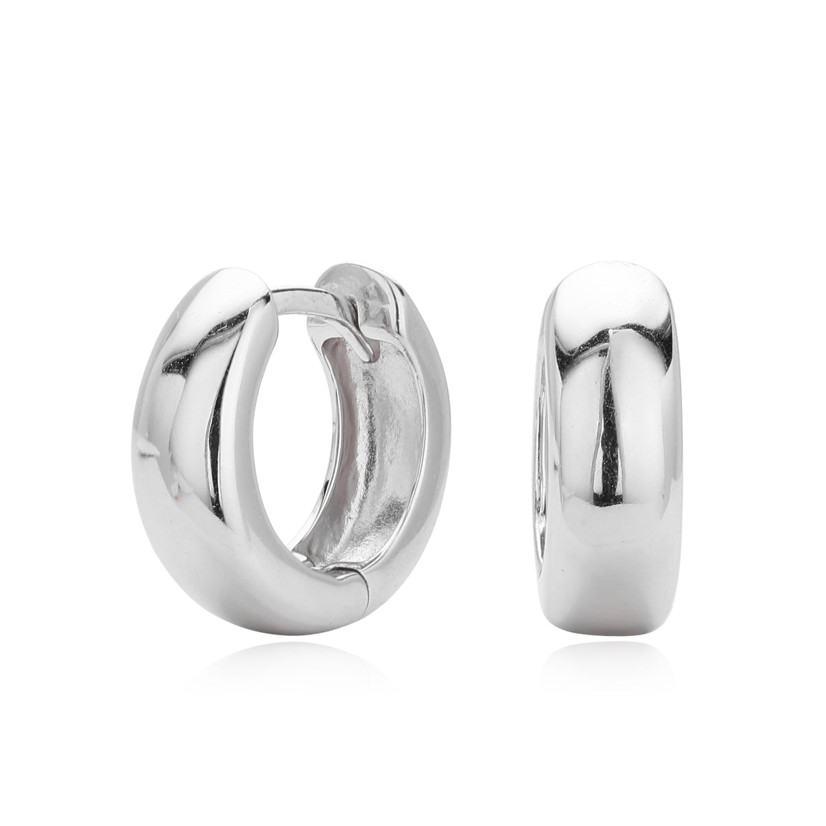 Modern Minimalist Smooth Finish Gold Plated 925 Sterling Silver Huggie Earrings
