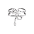 New Double Band Adjustable Bowknot Heart Charm 925 Sterling Silver Fashionable Women's Ring