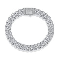 Pulsera geométrica cubana de moissanita de 8 mm en plata esterlina S925 con piedras redondas totalmente engastadas, cadena hip hop con cierre de caja, para mujer, regalo de joyería de moda para fiestas