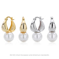 Elegant Geometric Design 925 Sterling Silver with Gold Plating Natural Pearl Drop Earrings