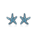 Retro Star Shaped Synthetic Turquoise 925 Sterling Silver Ocean Earrings