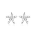 Pendientes de Plata Esterlina 925 con Estrella de Mar, Perla y Diseño Delicado de Océano