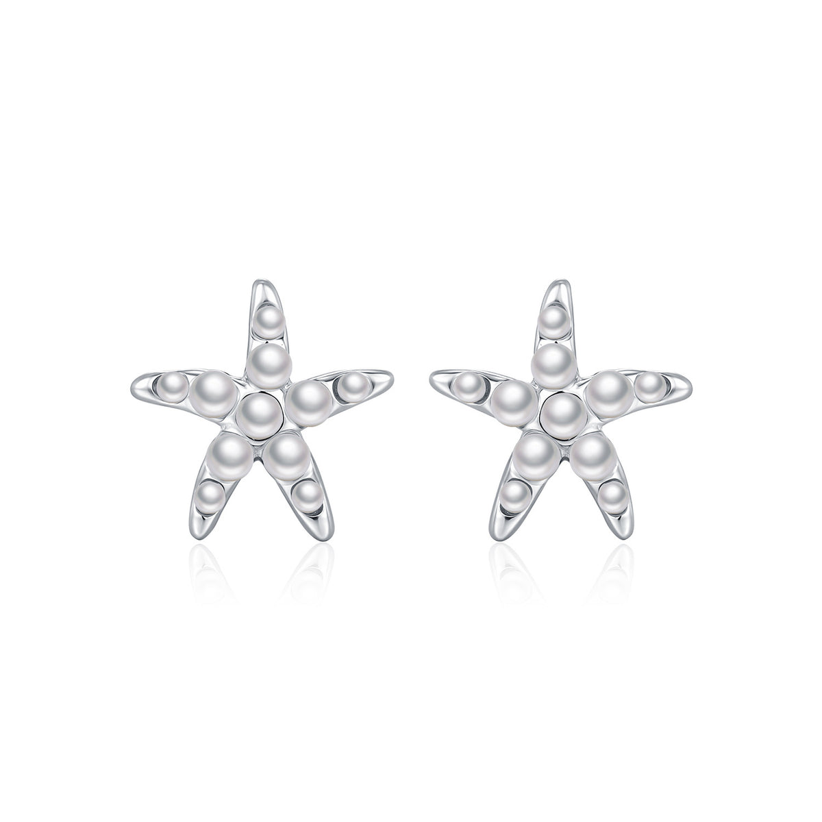 Pendientes de Plata Esterlina 925 con Estrella de Mar, Perla y Diseño Delicado de Océano