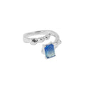 Geometry Emerald Shading Blue CZ 925 Sterling Silver Adjustable Ring