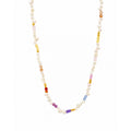 Boho Colorful Faceted Gemstone Irregular Freshwater Pearl Beaded Adjustable Fine Jewelry 925 Sterling Silver Necklace