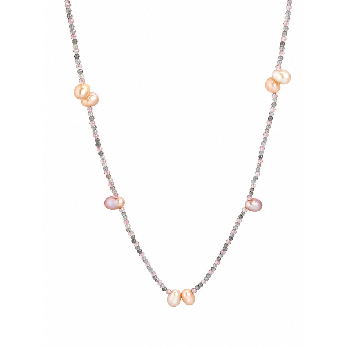 Minimalist Light Purple Gemstone Baroque Pearl Silver Beaded Adjustable Casual Romantic Occasions 925 Sterling Silver Necklace