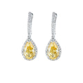 Elegant Waterdrop Shape Cubic Zirconia 925 Sterling Silver Drop Earrings for Women in Pink and Yellow Gem Colors with High-Quality Electroplating for Fashionable and Luxurious Look