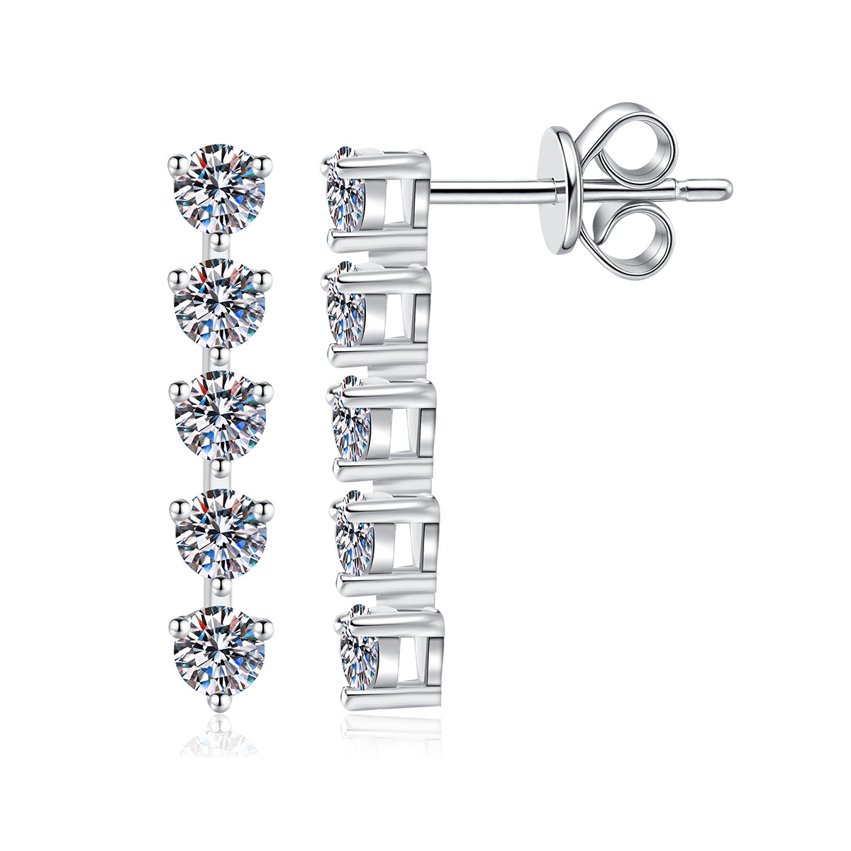 Elegant Long Tassel Moissanite 925 Sterling Silver  Stud Earrings