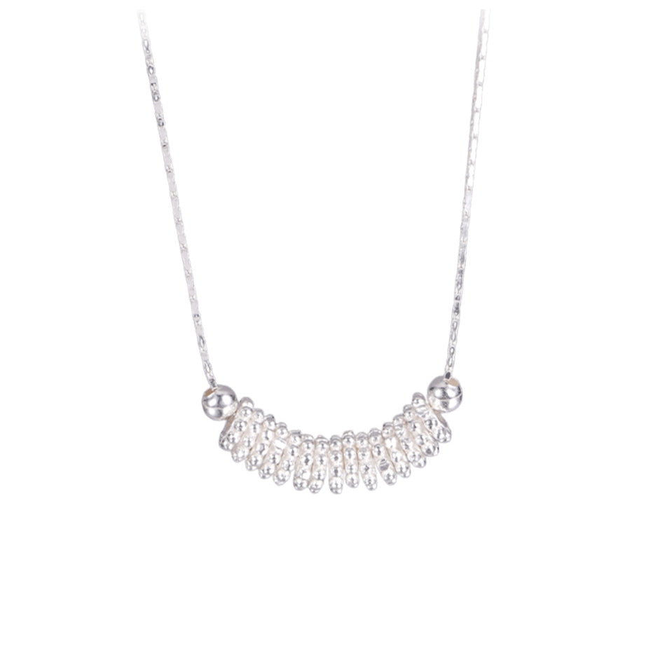 Geometric Beaded Design Silver 925 Sterling Silver Chain Necklace with Adjustable Length for Women 2025 Fashion Modern Elegant Gift
