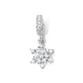 Snowflake Design Cubic Zirconia 925 Sterling Silver Charm Pendant with Micro Setting for DIY Bracelet Necklace Jewelry Making Elegant Fashion Accessory