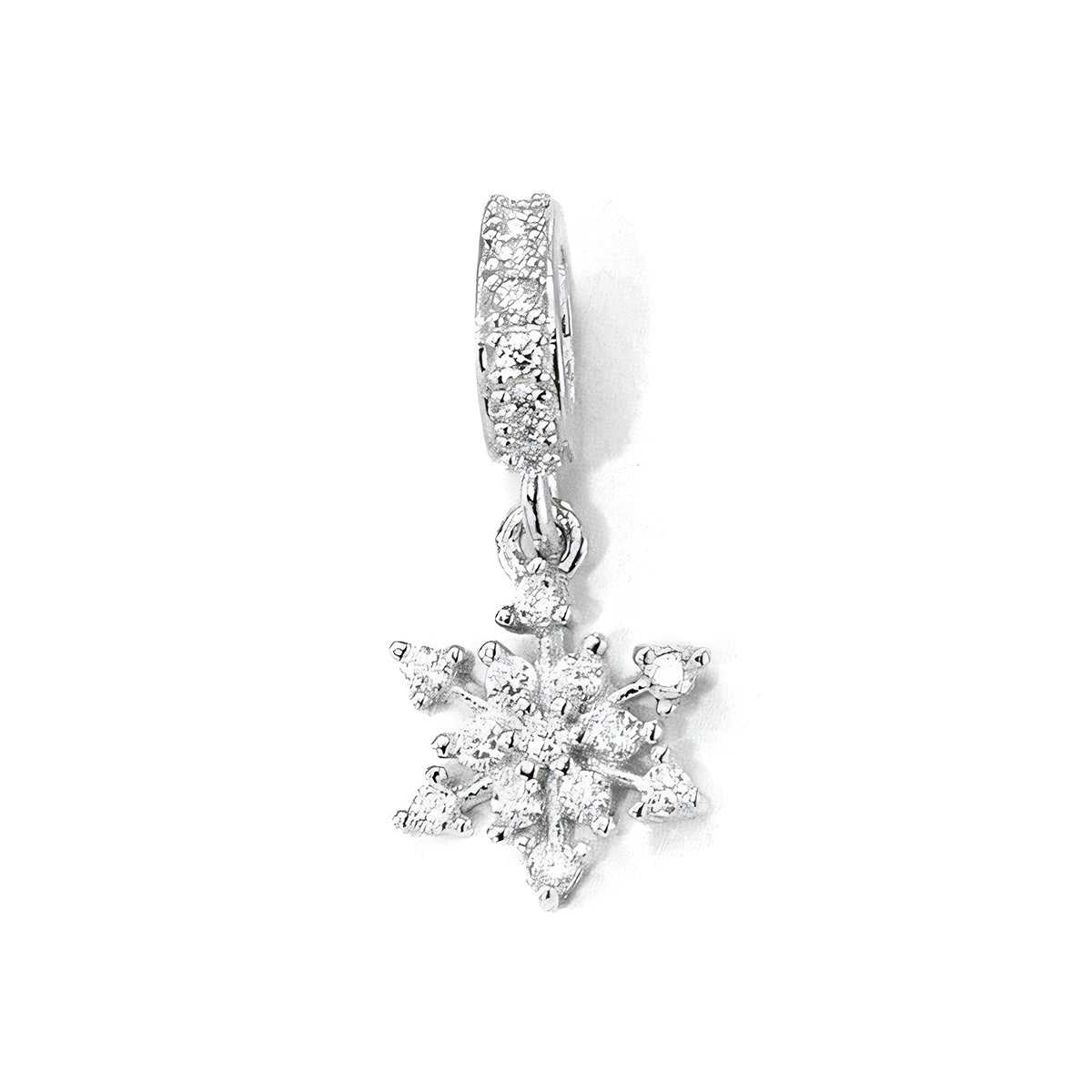 Snowflake Design Cubic Zirconia 925 Sterling Silver Charm Pendant with Micro Setting for DIY Bracelet Necklace Jewelry Making Elegant Fashion Accessory