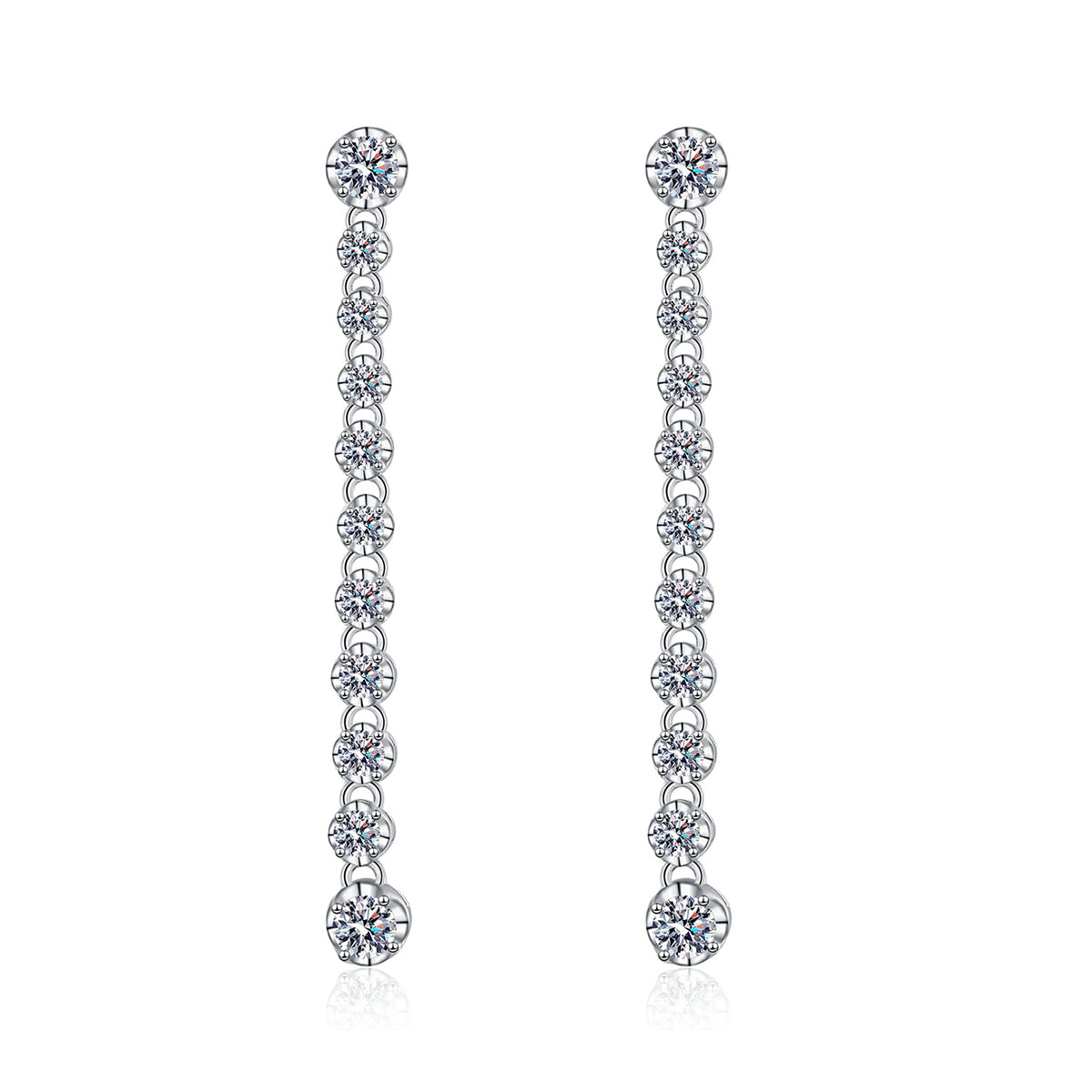 Elegant Long Tassel Moissanite Silver Earrings Fashionable Geometric Design 925 Sterling Silver Drop Earrings for Women with High Quality Electroplating