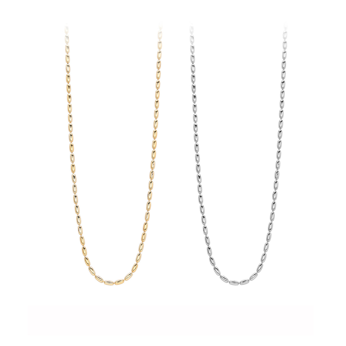 Elegant Minimalist Geometric  925 Sterling Silver Gold Plated Cubic Zirconia Design  Beaded Chain Necklace